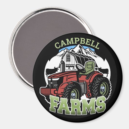 名前をカスタムするカントリーファームズバーントラクター農家 マグネット (正面/裏面)