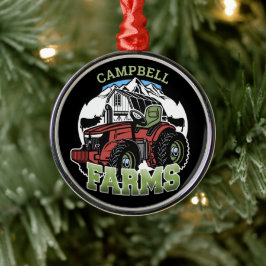 名前をカスタムするカントリーファームズバーントラクター農家 メタルオーナメント
