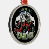 名前をカスタムするカントリーファームズバーントラクター農家 メタルオーナメント (右)