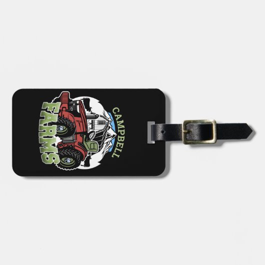 名前をカスタムするカントリーファームズバーントラクター農家 ラゲッジタグ (正面横)