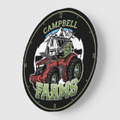 名前をカスタムするカントリーファームズバーントラクター農家 ラージ壁時計 (傾斜)