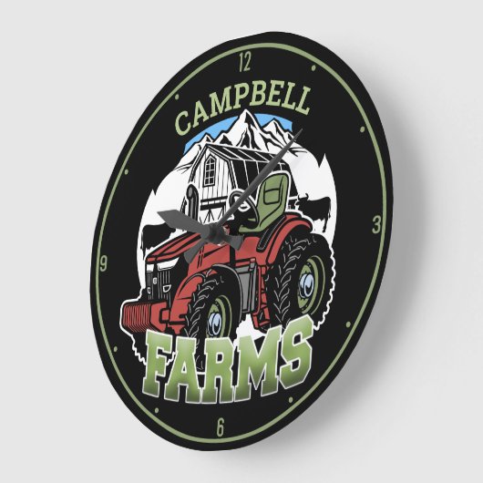 名前をカスタムするカントリーファームズバーントラクター農家 ラージ壁時計 (傾斜)