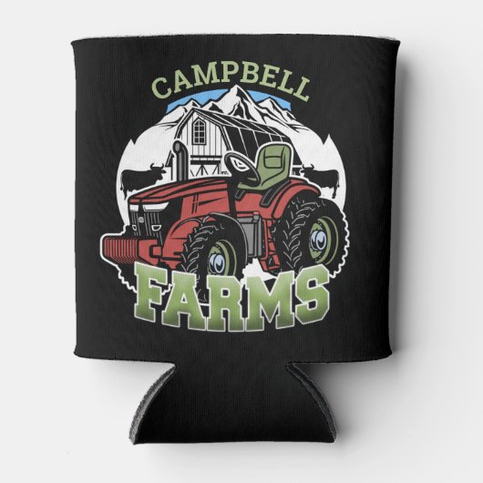 名前をカスタムするカントリーファームズバーントラクター農家 缶クーラー (正面)