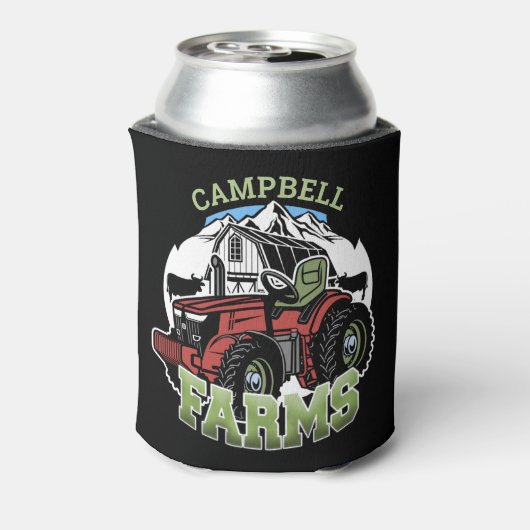 名前をカスタムするカントリーファームズバーントラクター農家 缶クーラー (缶裏面)