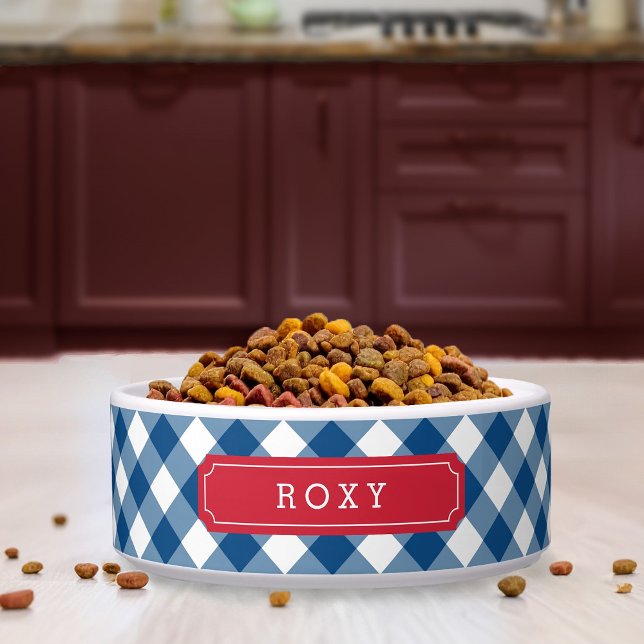 名前をカスタムするカントリーブルーギンガムレッドラベル ボウル (クリエイターアップロード済み)