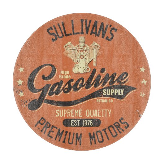 名前をカスタムするガソリンモータレトロ整備士車庫 カッティングボード (正面)