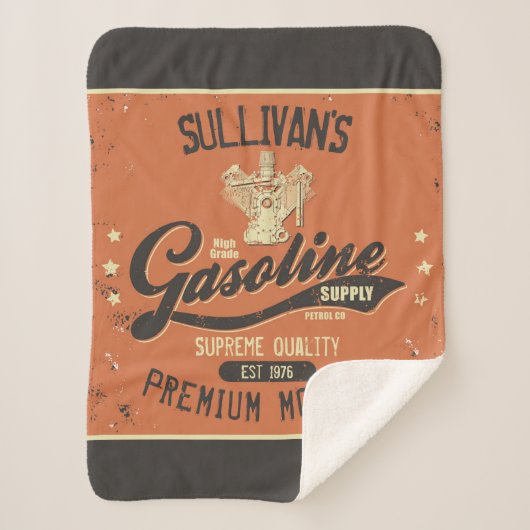名前をカスタムするガソリンモータレトロ整備士車庫 シェルパブランケット (正面)
