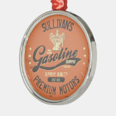 名前をカスタムするガソリンモータレトロ整備士車庫 メタルオーナメント (左)