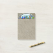 名前をカスタムするガラスボトル植物ウィンドウの水色 ポストイット (デスク上)