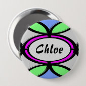 名前をカスタムするガラス色のタイル張りボタン 缶バッジ (正面&裏面)