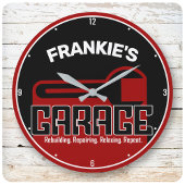 名前をカスタムするガレージツールズハンドマントカー整備士 ラージ壁時計