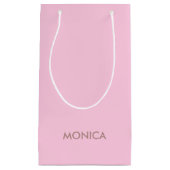 名前をカスタムするガーリーピンク スモールペーパーバッグ (正面)