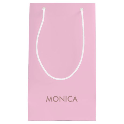 名前をカスタムするガーリーピンク スモールペーパーバッグ (正面)