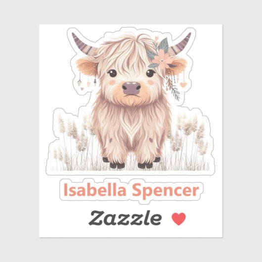 名前をカスタムするガールキュートハイラモダンンドカウズ シール (シート)