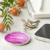 名前をカスタムするガールズピンクのソフトボールのキーチェーン キーホルダー (側面)