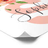 名前をカスタムするガールベビーフローラバラガールズ子供部屋 ポスター (角)