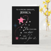 名前をカスタムするガール卒業スターおめでとう カード (黄色い花)