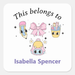 名前をカスタムするガール可愛いこれは属する スクエアシール