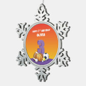 名前をカスタムするガール第3期バースポーズボール スノーフレークピューターオーナメント (右)