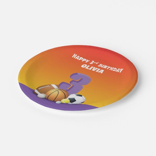 名前をカスタムするガール第3期バースポーズボール ペーパープレート (アングル)