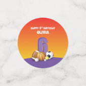 名前をカスタムするガール第6誕生日スポーツボール コンフェッティ (スモール正面)