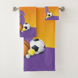 名前をカスタムするガール第6誕生日スポーツボール バスタオルセット