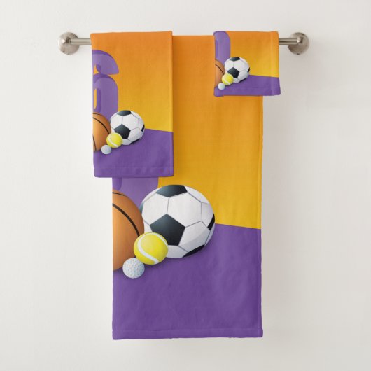 名前をカスタムするガール第6誕生日スポーツボール バスタオルセット (インサイチュ)