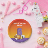 名前をカスタムするガール第6誕生日スポーツボール ペーパープレート (パーティー)