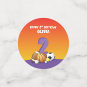 名前をカスタムするガール2ndバースデースポーツボール コンフェッティ (スモール正面)