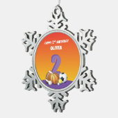 名前をカスタムするガール2ndバースデースポーツボール スノーフレークピューターオーナメント (右)