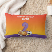 名前をカスタムするガール2ndバースデースポーツボール ランバークッション (ブランケット)