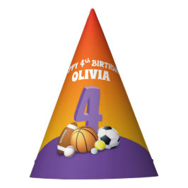 名前をカスタムするガール4thバースデースポーツボール パーティーハット
