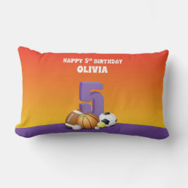 名前をカスタムするガール5th誕生日スポーツボール ランバークッション