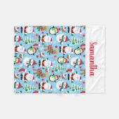 名前をカスタムするキッズクリパーソナライズされたスマス フリースブランケット (正面(横))