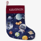 名前をカスタムするキッズフティット銀河系宇宙 スモールクリスマスストッキング (正面)