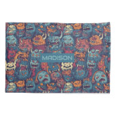 名前をカスタムするキッズモンスターパターン 枕カバー (裏面)