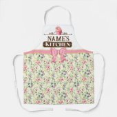 名前をカスタムするキッチンと水彩桃色カップケーキ エプロン (正面)