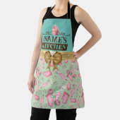 名前をカスタムするキッチンと水彩桃色カップケーキ エプロン (インサイチュ)