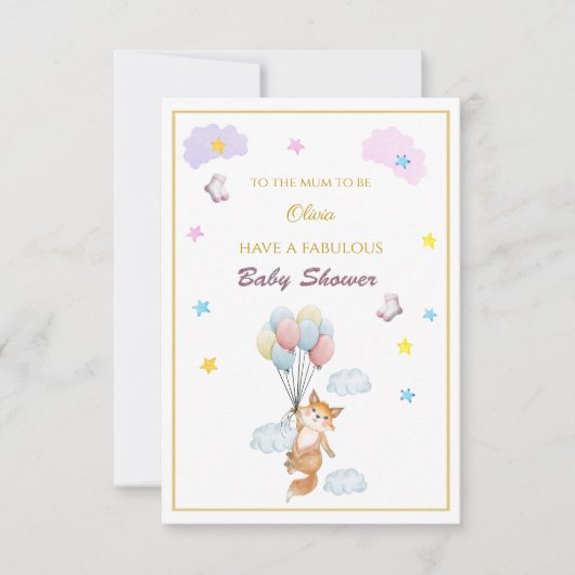 名前をカスタムするキツネ浮動気球ベビーシャワー (正面)