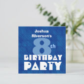 名前をカスタムするキモダンッズ8th誕生日ブルーW624 招待状 (スタンド正面)