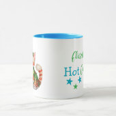 名前をカスタムするキャットグリーンブルーホットチョコレート マグカップ (中央)