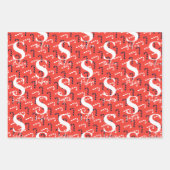 名前をカスタムするキャンディーケーンクリスマスレッドグリーンブラック ラッピングペーパーシート (正面2)