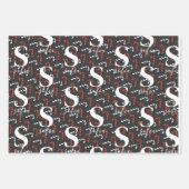 名前をカスタムするキャンディーケーンクリスマスレッドグリーンブラック ラッピングペーパーシート (正面)