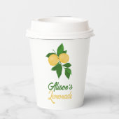 名前をカスタムするキュートイエローグリーンサマーレモネード 紙コップ (裏面)