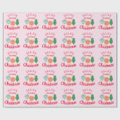 名前をカスタムするキュートオーナメント幼児クリスマス ラッピングペーパー (フラット)