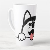 名前をカスタムするキュートシベリアンハスキー  カフェラテマグ (左アングル)