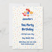 名前をカスタムするキュートティーパーティー誕生日 招待状 (裏面)