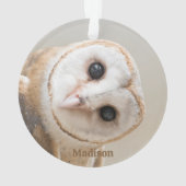 名前をカスタムするキュートバーンフクロウ オーナメント (裏面)