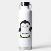 名前をカスタムするキュートペンギン ウォーターボトル (正面)
