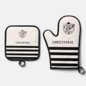 名前をカスタムするキングオブザグリルホワイト 鍋つかみ&鍋敷きセット (正面)